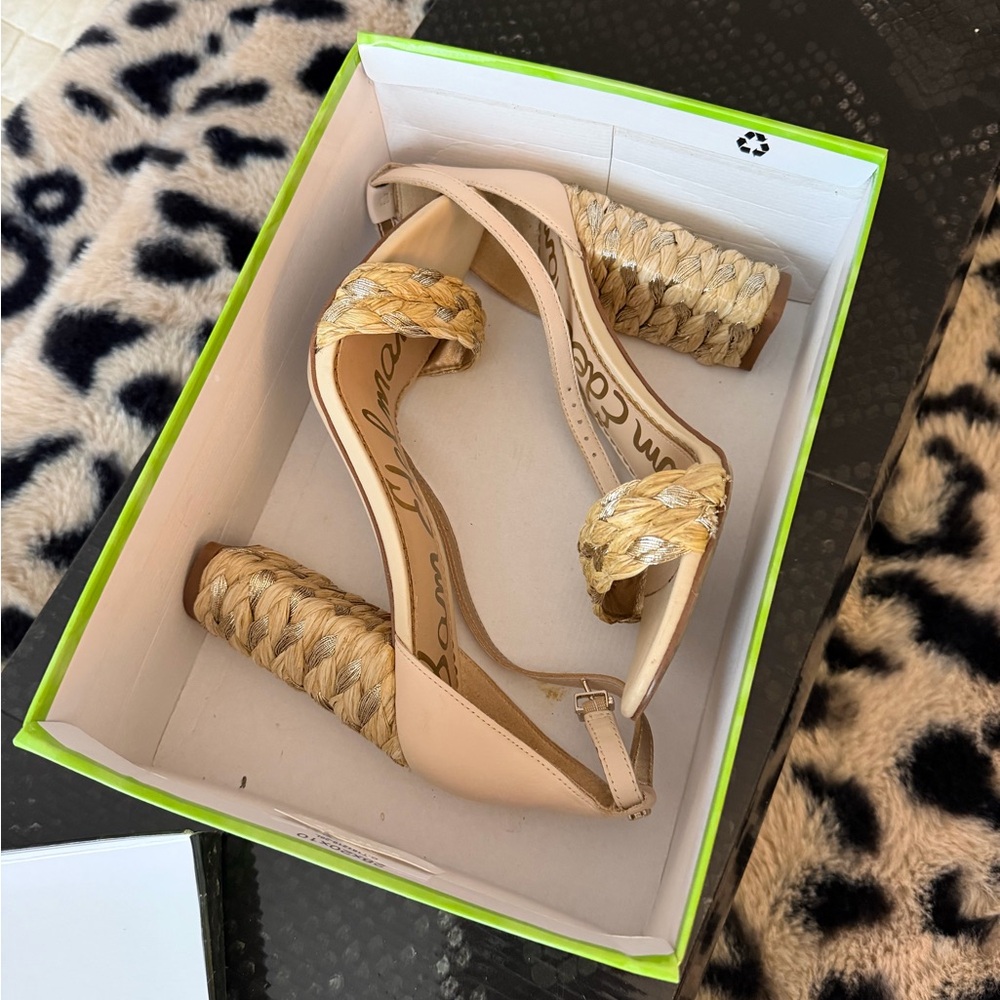 Sam Edelman Braided Metallic Gold Wedge Sandals - Picture 3 of 5